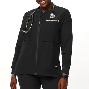 Figs Women's Bellery Scrub Jacket - Black - Size Small